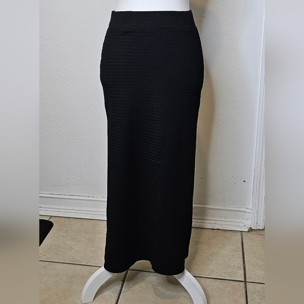 SHEIN Black Midi Side Slit Skirt Size S
